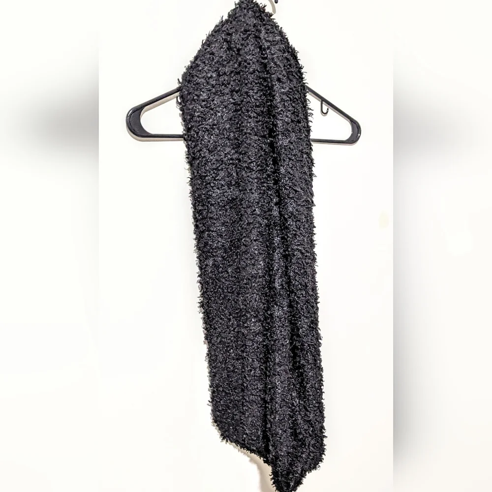Black curly Sherpa teddy poodle winter circle versatile comfy warm Terry scarf